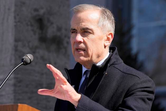March 23, 2025, Ottawa, On, CANADA: Prime Minister Mark Carney speaks to media at Rideau Hall, where he asked the Governor General to dissolve Parliament and call an election, in Ottawa, Sunday, March 23, 2025. Ottawa CANADA  - ZUMAc35_ 20250323_zaf_c35_044 Copyright: xFrankxGunnx