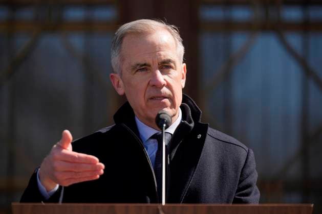News Themen der Woche KW12 News Bilder des Tages March 23, 2025, Ottawa, On, CANADA: Prime Minister Mark Carney speaks to media at Rideau Hall, where he asked the Governor General to dissolve Parliament and call an election, in Ottawa, Sunday, March 23, 2025. Ottawa CANADA  - ZUMAc35_ 20250323_zaf_c35_048 Copyright: xAdrianxWyldx