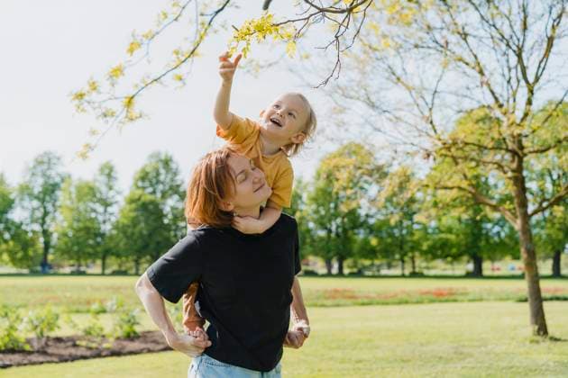 Creative Highlights Symbolfotos Mother and child enjoying a playful moment in a sunny park model released, Symbolfoto, NDEF02220