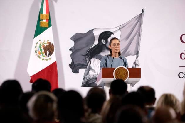 Mexico™s President Claudia Sheinbaum Case Teuchitlan News Conference Mexico s President, Claudia Sheinbaum Pardo, speaks during a press conference where she informed that there will be a scientific investigation into the case of the Izaguirre ranch as an alleged training and extermination camp for organized crime, denounced by relatives of the disappeared at National Palace. on March 24, 2025 in Mexico City, Mexico. (Photo by Luis Barron Eyepix Group) Copyright: xLuisxBarron xEyepixxGroupx LB_24032025_149234