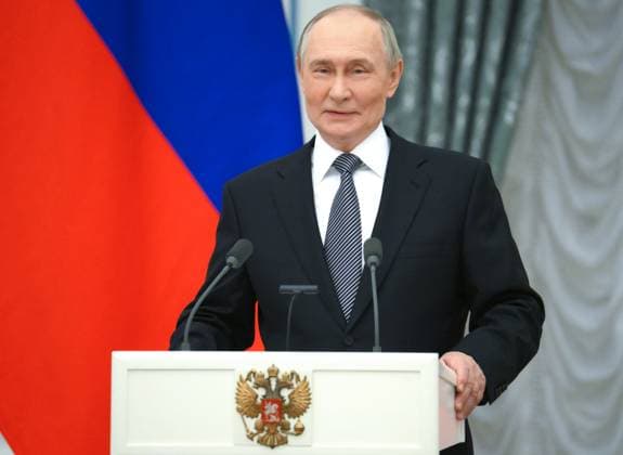 Russia Putin Culture Presidential Prize 8887443 25.03.2025 Russian President Vladimir Putin speaks during a ceremony to award the winners of the 2024 Presidential Prize for young culture professionals and for writing and art for children and young people at the Kremlin in Moscow, Russia. Alexey Maishev Sputnik Moscow Russia  Copyright: xAlexeyxMaishevx