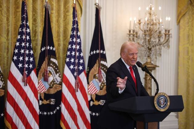 President Donald Trump takes part in a Women s History Month Event in the East Room of the White House in Washington DC on Wednesday, March 26, 2025.  WAX20250326206 FrancisxChung