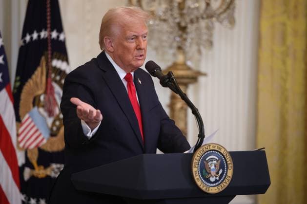 President Donald Trump takes part in a Women s History Month Event in the East Room of the White House in Washington DC on Wednesday, March 26, 2025.  WAX20250326207 FrancisxChung