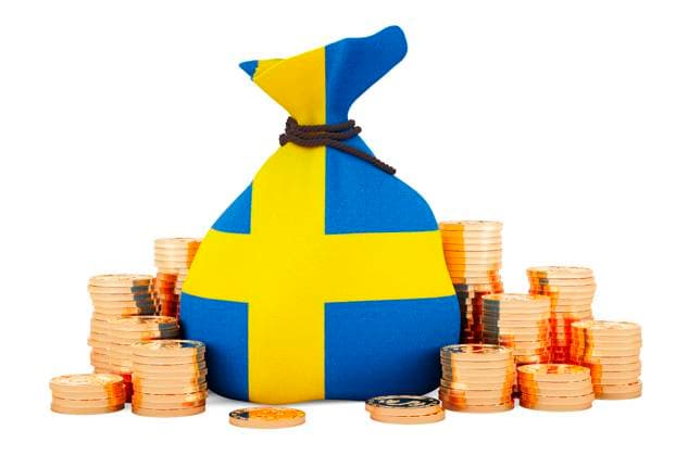 Money bag with Swedish flag and golden coins around, 3D rendering Money bag with Swedish flag and golden coins around, 3D rendering isolated on white background Copyright: xZoonar.com alexlmxx 23051776