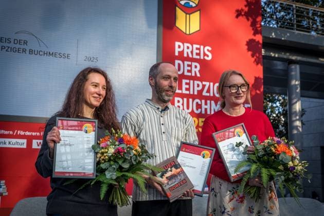 Preisverleihung des Preises der Leipziger Buchmesse: Preisträger Kristine Bilkau, Thomas Weiler und Irina Rastorgueva Leipziger Buchmesse 2025 Tag 1