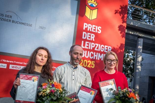 Preisverleihung des Preises der Leipziger Buchmesse: Preisträger Kristine Bilkau, Thomas Weiler und Irina Rastorgueva Leipziger Buchmesse 2025 Tag 1