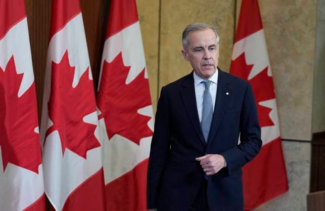 Kanada, Mark Carney Pressekonferenz in Ottawa zum Stand der Beziehungen zwischen Kanada und den USA March 27, 2025, Ottawa, On, Canada: Prime Minister Mark Carney speaks with media on Parliament Hill following a meeting of the Cabinet Committee on Canada-U.S. Relations and National Security, in Ottawa, Thursday, March 27, 2025. Ottawa Canada  - ZUMAc35_ 20250327_zaf_c35_104 Copyright: xAdrianxWyldx