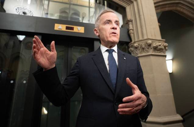 April 2, 2025, Ottawa, On, Canada: Prime Minister Mark Carney speaks with media before chairing a meeting of the Cabinet Committee on Canada-U.S. Relations and National Security on Parliament Hill, Wednesday, April 2, 2025 in Ottawa. Ottawa Canada  - ZUMAc35_ 20250402_zaf_c35_099 Copyright: xAdrianxWyldx