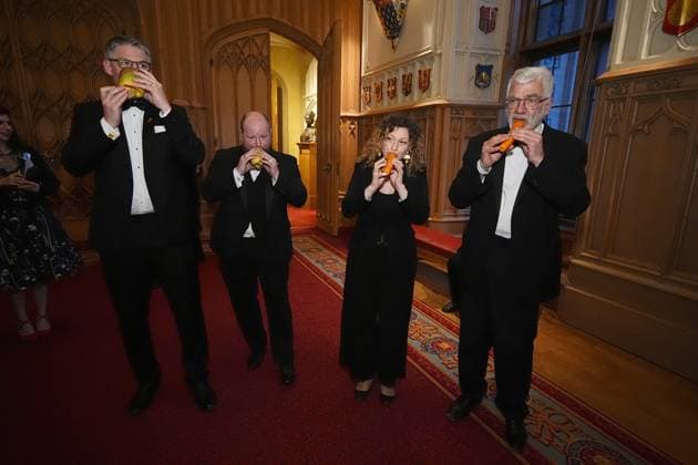 Royal community music reception The London Vegetable Orchestra during a reception to recognise those involved in community music across the UK, at Windsor Castle in Berkshire. The 350 guests include leaders of community music groups and music-related projects, many of whom are volunteers., Credit:Aaron Chown Avalon UK, Windsor  Copyright: xAaronxChownx xAvalonx 0983026864