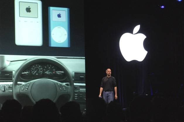Apple annouce new iTunes Stores in UK, France and Germany Apple CEO Steve Jobs announces the launch of iTunes music stores in the UK, France and Germany. at a presentation in London. Date: 15.06.2004.,  Copyright: xGaryxLeex xAvalonx 0559939618