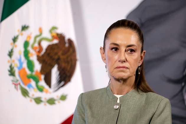 MexicoÃ¢â‚¬â ¢s President, Claudia Sheinbaum Pardo speaks during a briefing conference at National Palace. on April 4, 2025 in Mexico City, Mexico. Mexico City Mexico - ZUMAe321 20250404_zia_e321_012 Copyright: xLuisxBarronx
