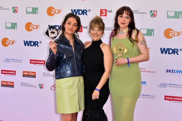 Jana Forkel, Elsa van Damke, Marie Bloching, (Angemessen Angry) Preistraeger zu Gast bei der Verleihung des 61.Grimme Preis am 04.04.2025 in Marl NRW Deutschland