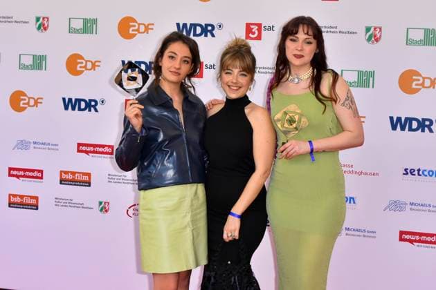 Jana Forkel, Elsa van Damke, Marie Bloching, (Angemessen Angry) Preistraeger zu Gast bei der Verleihung des 61.Grimme Preis am 04.04.2025 in Marl NRW Deutschland