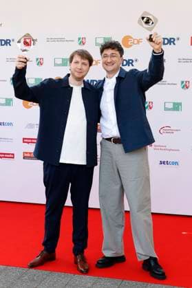 Jonathan Schörnig und Johannes Filous bei der 61. Verleihung des Grimme Preises 2025 im Theater Marl. Marl, 04.04.2025