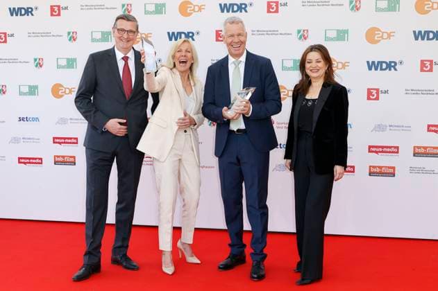 Martin Rabanus, Ulrike von der Groeben, Peter Kloeppel und Cigdem Uzunoglu bei der 61. Verleihung des Grimme Preises 2025 im Theater Marl. Marl, 04.04.2025