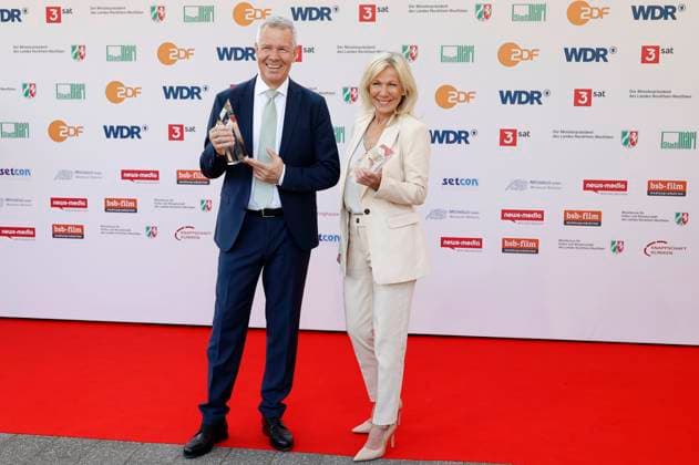 Peter Kloeppel und Ulrike von der Groeben bei der 61. Verleihung des Grimme Preises 2025 im Theater Marl. Marl, 04.04.2025