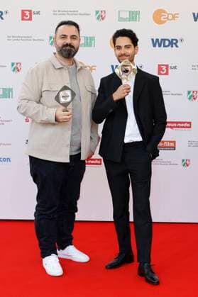 Bilal Bahadir und Cagdas Eren Yüksel bei der 61. Verleihung des Grimme Preises 2025 im Theater Marl. Marl, 04.04.2025