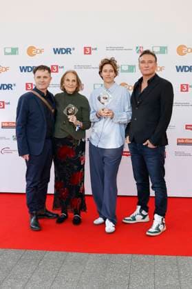 Thomas Wendrich, Gabriela Sperl, Pia Strietmann und Oliver Masucci bei der 61. Verleihung des Grimme Preises 2025 im Theater Marl. Marl, 04.04.2025