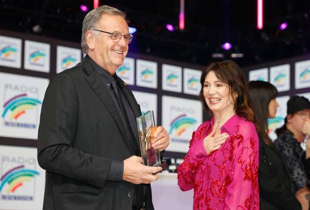 Rust, Germany - April 04, 2025: The 25th Radio Regenbogen Award at Europa-Park with Actress Iris Berben and Europa-Park Owner Roland Mack 25th Radio Regenbogen Award at Europa-Park