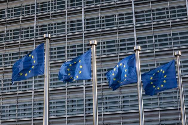 EU Flags In Europe Flags of Europe as seen waving from the flagpoles. The European Flag is the symbol of Council of Europe COE and the European Union EU as seen in the Belgian capital in front of the Le Berlaymont building, European Commission headquarters next to Europa building HQ of the European Council at the European Quarter in Brussels, where the headquarters of the pan-European institutions and organizations are located. Brussels, Belgium on April 2024 Brussels Belgium  Copyright: xNicolasxEconomoux originalFilename: economou-notitle250407_npAjt.jpg