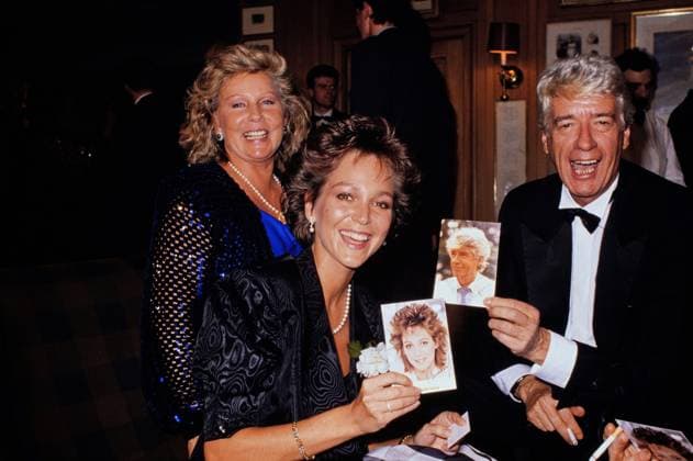 Goldene Kamera 1986, Verleihung am 19. Februar 1987 in Berlin, Gäste bei der anschliessenden Feier: Fernsehmoderatorin Ramona Leiß, aka Ramona Leiss und der holländische Showmaster Rudi Carrell. Copyright: HartwigxValdmanis Nur redaktionelle Nutzung. Editorial usage only. VAL_7205004634