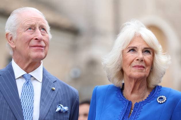 Bilder des Jahres 2025, Entertainment 04 April Entertainment Bilder des Tages Image Licensed to Parsons Media. 08 04 2025. Rome, Italy. King Charles III and Queen Camilla State visit to Italy - Day 2. King Charles III and Queen Camilla visit the Colosseum in Rome, on the second day of their State visit to Italy.  Copyright: xAndrewxParsonsx xParsonsxMediax PAR-9099-0076