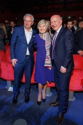 Preisverleihung - B.Z.-Kulturpreis Klaus Wowereit, Friede Springer und Kai Wegner beim B.Z.-Kulturpreis 2025 im Theater am Potsdamer Platz am 08.04.2025 in Berlin. Copyright: xEventpressxKochanx