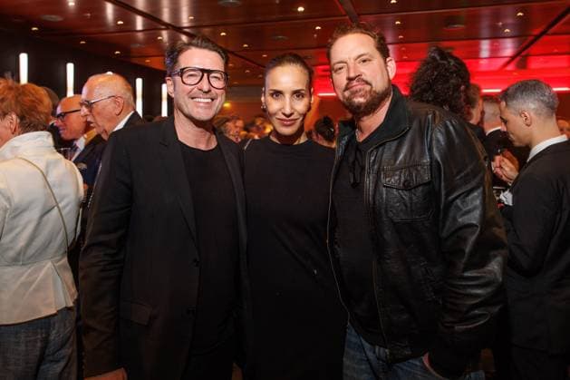 Preisverleihung - B.Z.-Kulturpreis Bruno Eyron, Dr. Friederike Dirscherl und Christian Kahrmann beim B.Z.-Kulturpreis 2025 im Theater am Potsdamer Platz am 08.04.2025 in Berlin. Copyright: xEventpressxKochanx