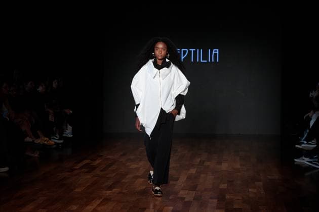 Model on the runway for Reptilia during the 59th edition of Sao Paulo Fashion Week, Model on the runway for Reptilia during the 59th edition of Sao Paulo Fashion Week, held at Shopping JK Iguatemi, in the west zone of Sao Paulo. SoO PAULO SP BRAZIL Copyright: xCicaxNederx
