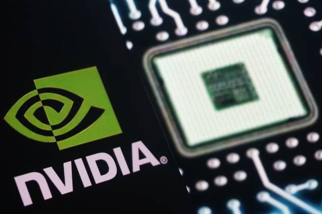 Illustration NVIDIA Chip HANGZHOU, CHINA - APRIL 10, 2025 - An illustration photo shows the NVIDIA logo and chips in Hangzhou, Zhejiang province, China on April 10, 2025. Hangzhou Zhejiang China  Copyright: xCFOTOx i1744302054300