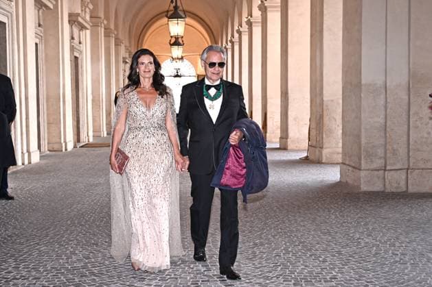 Quirinale, State dinner on the occasion of the visit of the Royals of England, Rome, Italy 10 Apr 2025 Andrea Bocelli, Veronica Berti during the state dinner on the occasion of the visit of the Royals of England, Rome, Italy 10 Apr 2025, Credit:Maria Laura Antonelli Avalon Italy, Rome  Copyright: xMariaxLauraxAntonellix xAvalonx 0985831075
