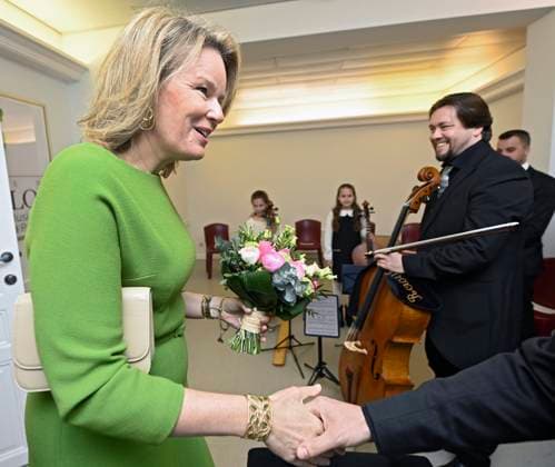 Queen Mathilde visits the Academy of Music and the Spoken Word in Waterloo WATERLOO, BELGIUM - APRIL 11 : Queen Mathilde visits the Academy of Music and the Spoken Word in Waterloo, a few weeks before the start of the 21st Queen Elisabeth Piano Competition (05-31 05) on April 11, 2025 in Waterloo, Belgium, 11 04 2025 Waterloo Belgium  Copyright: xDidierxLebrunx