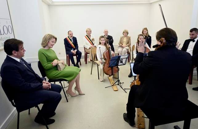 Queen Mathilde visits the Academy of Music and the Spoken Word in Waterloo WATERLOO, BELGIUM - APRIL 11 : Queen Mathilde visits the Academy of Music and the Spoken Word in Waterloo, a few weeks before the start of the 21st Queen Elisabeth Piano Competition (05-31 05) on April 11, 2025 in Waterloo, Belgium, 11 04 2025 Waterloo Belgium  Copyright: xDidierxLebrunx