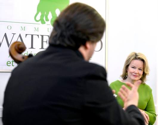 Queen Mathilde visits the Academy of Music and the Spoken Word in Waterloo WATERLOO, BELGIUM - APRIL 11 : Queen Mathilde visits the Academy of Music and the Spoken Word in Waterloo, a few weeks before the start of the 21st Queen Elisabeth Piano Competition (05-31 05) on April 11, 2025 in Waterloo, Belgium, 11 04 2025 Waterloo Belgium  Copyright: xDidierxLebrunx