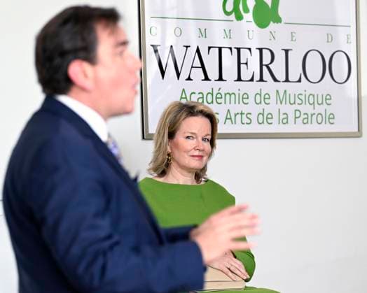 Queen Mathilde visits the Academy of Music and the Spoken Word in Waterloo WATERLOO, BELGIUM - APRIL 11 : Queen Mathilde visits the Academy of Music and the Spoken Word in Waterloo, a few weeks before the start of the 21st Queen Elisabeth Piano Competition (05-31 05) on April 11, 2025 in Waterloo, Belgium, 11 04 2025 Waterloo Belgium  Copyright: xDidierxLebrunx