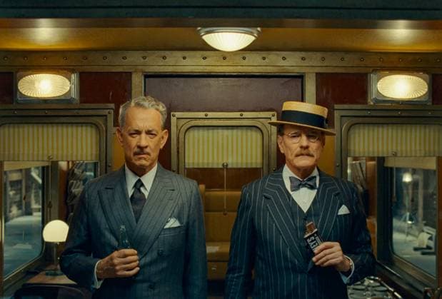 Bryan Cranston and Tom Hanks USA. Bryan Cranston and Tom Hanks in a scene from (C)Focus Features new movie: The Phoenician Scheme (2025). Plot: The story of a family and a family business. Director: Wes Anderson LMK110-J11027-100425 Supplied by LMKMEDIA. Editorial Only. Landmark Media is not the copyright owner of these Film or TV stills but provides a service only for recognised Media outlets. 