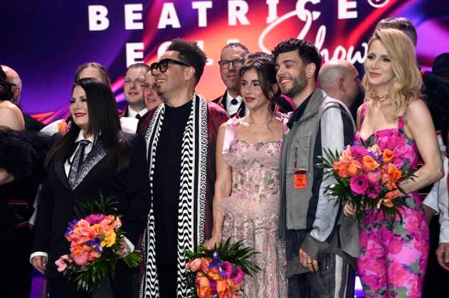 Marianne Rosenberg, Marc Sway, Sarah Engels, Luca Hänni und Melissa Naschenweng bei der Aufzeichnung der SWR-Unterhaltungsshow Die Beatrice Egli Show im Studio H in Berlin-Adlershof. Berlin, 08.04.2025 *** Marianne Rosenberg, Marc Sway, Sarah Engels, Luca Hänni and Melissa Naschenweng at the recording of the SWR entertainment show Die Beatrice Egli Show at Studio H in Berlin Adlershof Berlin, 08 04 2025 Foto:xN.xKubelkax xFuturexImagex egli_5533