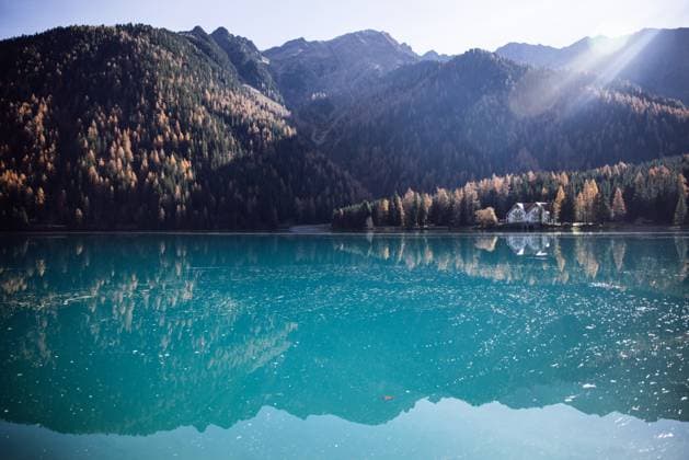 Mountain lake reflection at Lago di anterselva, South Tyrol Anterselva di Sopra, Trentino-Alto Adige, Italy R_MGTP250415-1625060-01