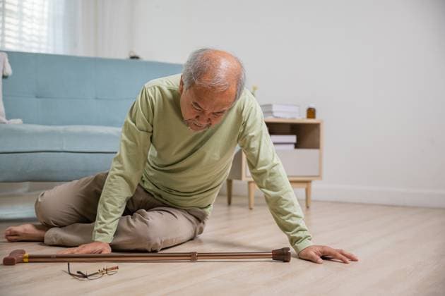 Asian elderly man retired headache after fall down, Sick senior old man falling down lying on floor at house alone with wooden cane walking stick in living room, Health care and medicine concept, model released, , 58694002.jpg, accident, elder, asian, old, care, home, falling, nursing, senior, floor, health, person, adult, life, sofa, disease, illness, treatment, pain, sickness, couch, disabled, elderly, osteoporosis, emergency, aged, parkinson, retired, suffering, down, fall, lonely, sick, stroke, carpet, room, chest, slipper, retirement, cane, weak, holding, alone, horizontal, lying, disability, man, problem, walking, thai RECORD DATE NOT STATED