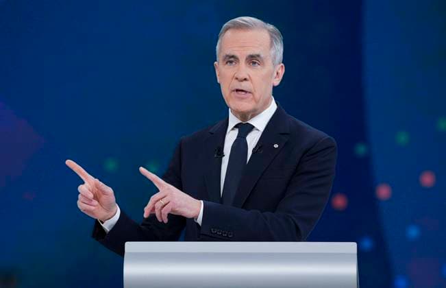 April 17, 2025, Montreal, Pq, Canada: Liberal Leader Mark Carney participates in the English-language federal leaders debate in Montreal, Thursday, April 17, 2025. Montreal Canada  - ZUMAc35_ 20250417_zaf_c35_103 Copyright: xChristopherxKatsarovx