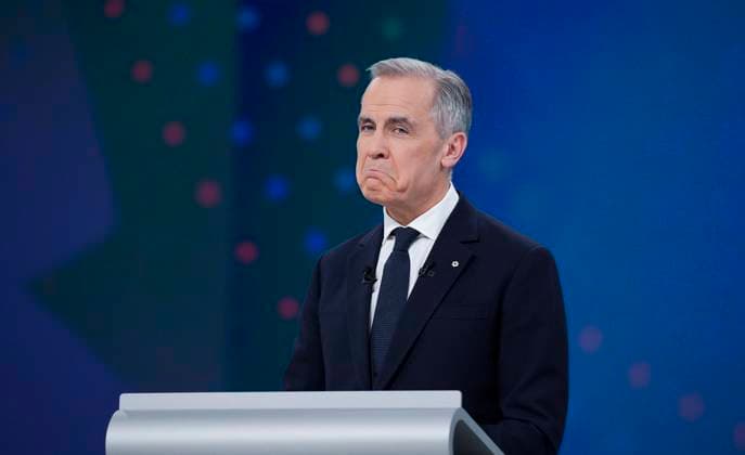 April 17, 2025, Montreal, Pq, Canada: Liberal Leader Mark Carney participates in the English-language federal leaders debate in Montreal, Thursday, April 17, 2025. Montreal Canada  - ZUMAc35_ 20250417_zaf_c35_195 Copyright: xChristopherxKatsarovx