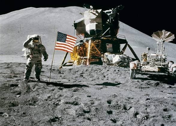 Apollo 11 moon landing July 20, 1969 AS11-40-5875 Buzz Aldrin salutes the U.S. Flag CAP NASA PLF Image credit NASA Copyright: xx