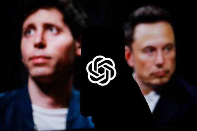 April 17, 2025: Gaziantep, Turkiye. 17 April 2025. The OpenAI blossom logo on the screen of a smartphone with the images of OpenAI co-founders Sam Altman and Elon Musk in the background. The research company OpenAI was founded in 2015. Elon Musk has recently filed a lawsuit to keep the non-profit structure of the research company and prevent its transition into a more traditional for-profit business - ZUMAd99_ 20250417_zap_d99_010 Copyright: xAhmedxFesalxBayaax