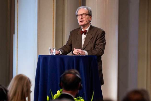 Fosse-fest pa Slottet Oslo 20250424. Politiker Aslak Sira Myhre under historiens forste Fosseforedrag og Fosseprisen under en seremoni i den store festsal pa Slottet. Kronprinsessen deler ogsa ut den nyopprettede Fosseprisen for oversettere til tyske Hinrich Schmidt-Henkel. Foto: Heiko Junge NTB POOL Oslo Norge t5AOYijSFLE EDITORIAL USE ONLY Ref:_BNC_POLt5AOYijSFLE.jpg Copyright: xHeikoxJungex xNTBx