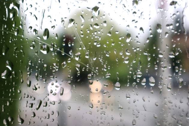 News Bilder des Tages Regen auf Glas Wassertropfen sammeln sich an einer Glasscheibe *** Rain on glass Water droplets collect on a pane of glass