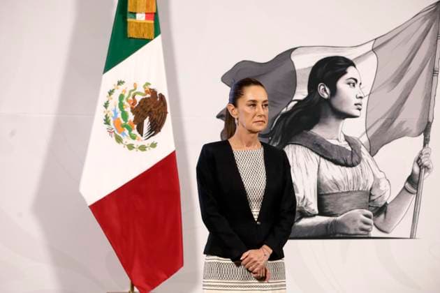 Mexico s President, Claudia Sheinbaum Pardo, speaks during a briefing conference about the national earthquake drill to held on April 29th and the functioning of the National Employment System at National Palace. on April 25, 2025 in Mexico City, Mexico. Mexico City Mexico - ZUMAe321 20250425_zia_e321_008 Copyright: xLuisxBarronx