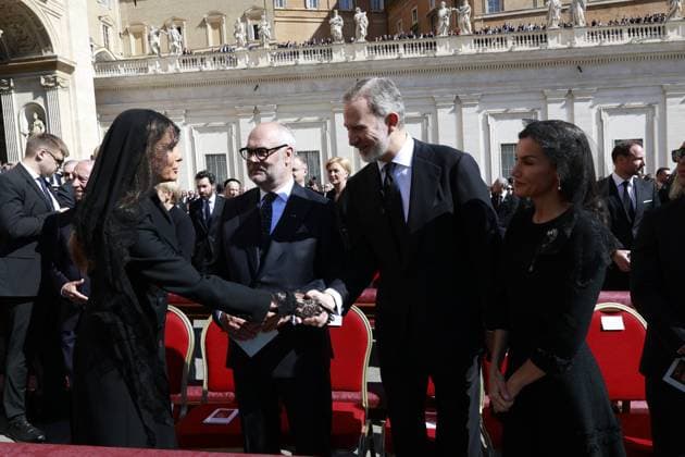 26-04-2025 King Felipe VI and Queen Letizia attend the funeral of Pope Francis in St. Peters Square at the Vatican. Â  Copyright: xPPEx