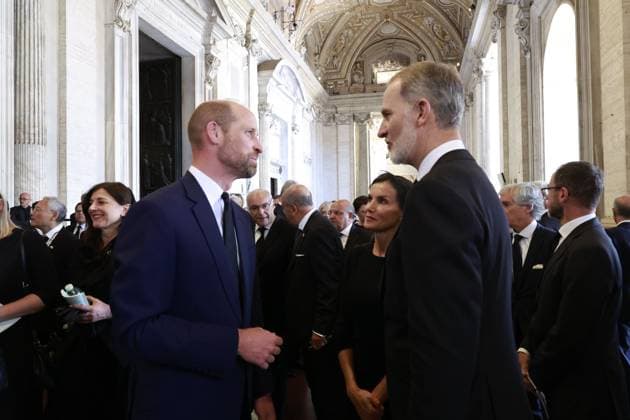 26-04-2025 King Felipe VI and Queen Letizia with Prince William attend the funeral of Pope Francis in St. Peters Square at the Vatican. Â  Copyright: xPPEx