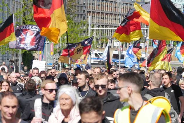News Themen der Woche KW17 26.04.2025, Berlin - Deutschland. Demo der Rechten in der Leipziger Straße. *** 26 04 2025, Berlin Germany Right-wing demonstration in Leipziger Straße