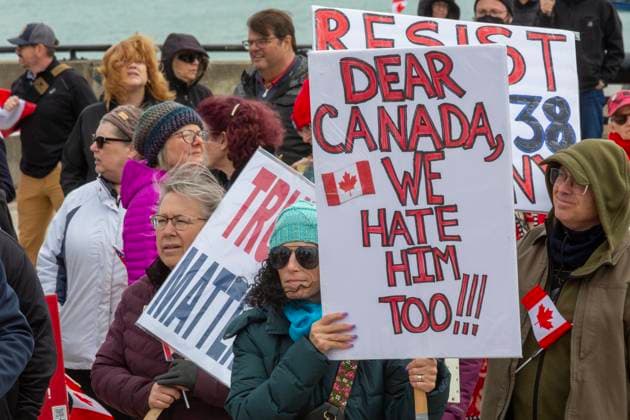 April 26, 2025, Detroit, Michigan, USA: Detroit, Michigan USA - 26 April 2025 - A Bridging Our Friendship rally on the banks of the Detroit River pushes back at the anti-Canada attitude of the Trump Administration. A similar rally took place acress the river in Windsor, Ontario, and at other border crossings in Michigan and Ontario. Detroit USA - ZUMAw66_ 20250426_zaf_w66_002 Copyright: xJimxWestx